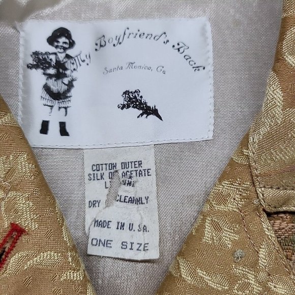 Vtg My Boyfriends Back Womens Denim Jacket Floral Patchwork Pattern Rose Buttons - Picture 16 of 16